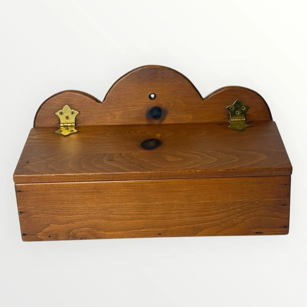 Vintage Cottagecore Farmhouse Wooden Wall Mount or‎ Stand Alone Candle Box